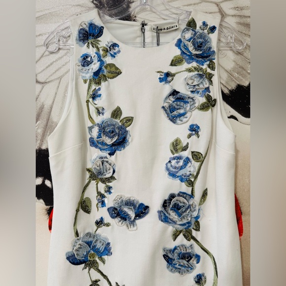 Alice and Olivia Clyde Embroidered  Floral Embellished Mini Dress - Picture 6 of 16
